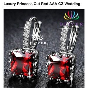 Beautiful Ruby Red & Sterling Silver Earrings